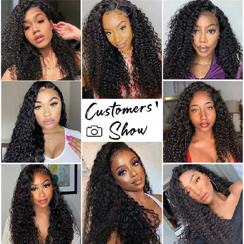 Kinky Curly U Part Human Hair Wig for Women, Brazilian Remy Human Hair Glueless 2x4 U Shape Clip in Half Wig