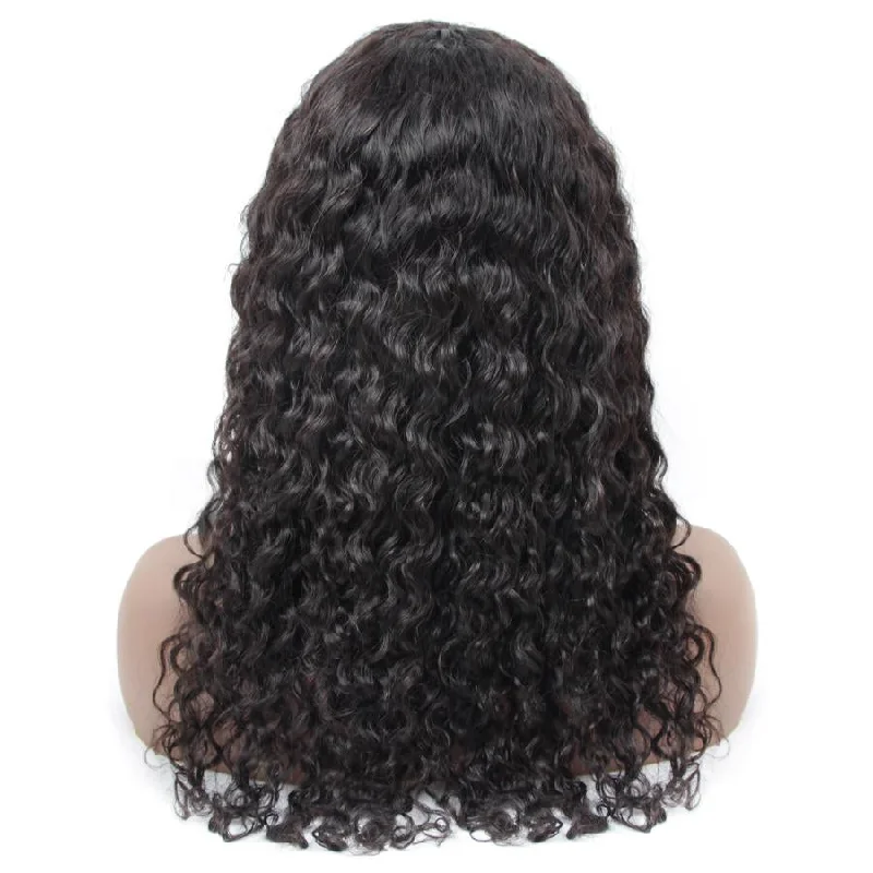 Brazilian Water Wave Wigs with Bangs 100% Human Hair Full Machine Made Wigs for Women