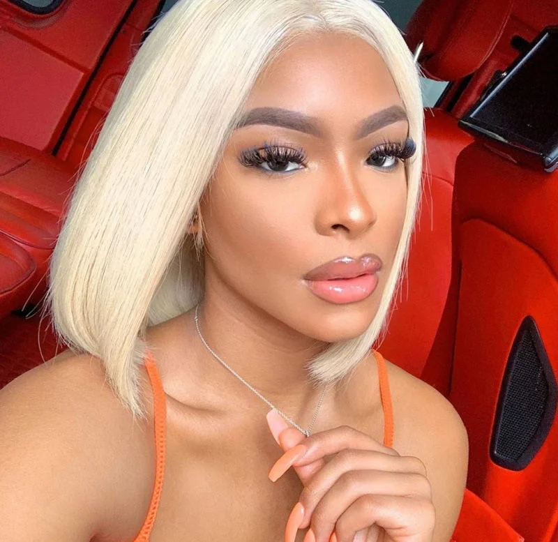 Wavymy 613 Blonde Short Bob Wig 13x4 Lace Front Wigs Straight Human Hair