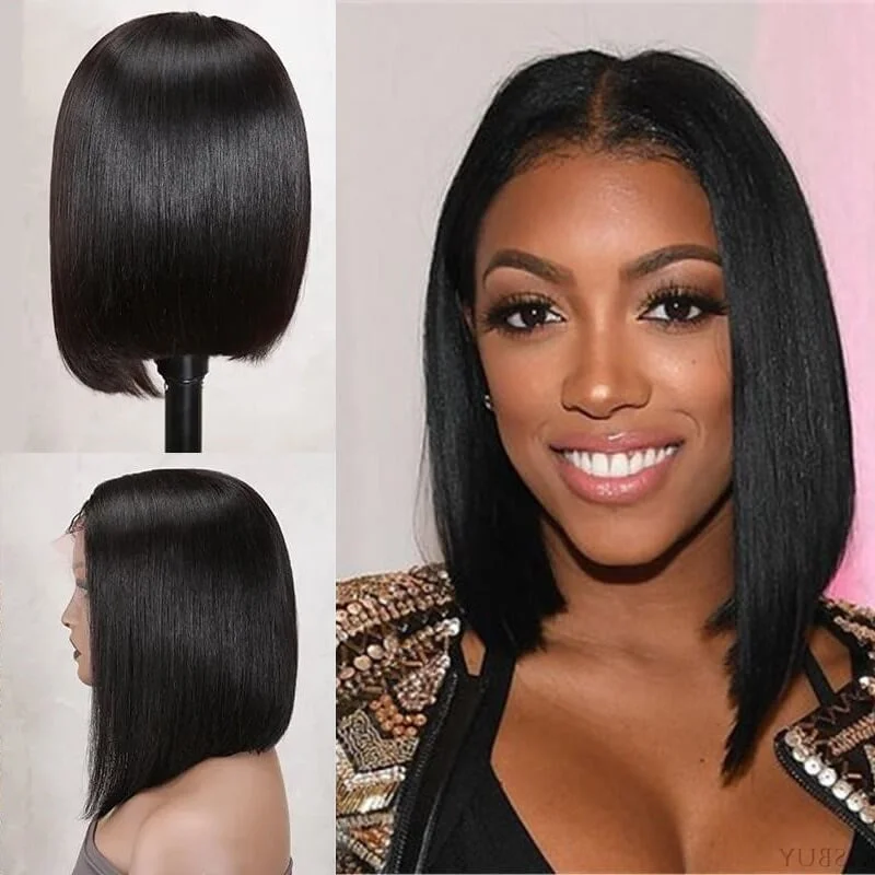 Wavymy Blunt Cut Short Asymmetrical Straight Bob Wig Super Soft 4x4 Lace Closure Side Part Short Bob Wigs