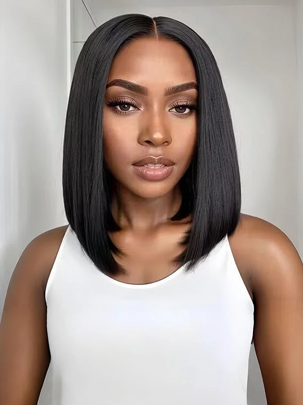 Wavymy Dome Cap Glueless Wear & Go Wigs Straight Bob Wigs 13x4 HD Lace Front Wigs 180% Density