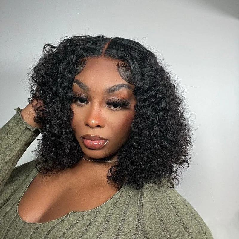 Wavymy Kinky Curly Bob Wigs 4x4 Lace Closure Short Human Hair Wigs