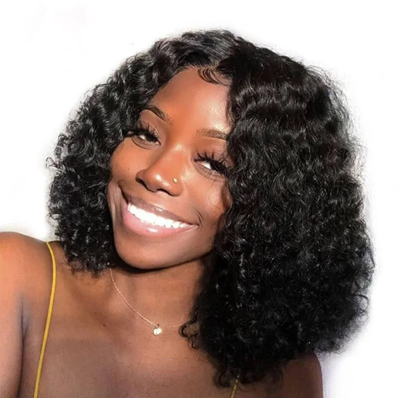 Wavymy Kinky Curly Bob Wigs 4x4 Lace Closure Short Human Hair Wigs