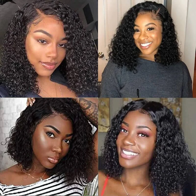 Wavymy Kinky Curly Bob Wigs 4x4 Lace Closure Short Human Hair Wigs