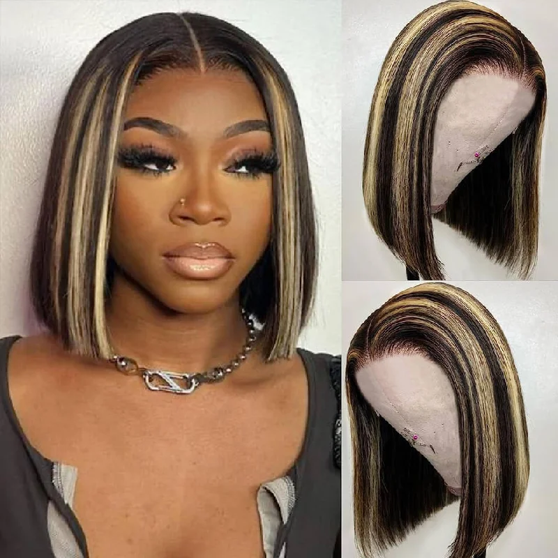 Wear Go Glueless Bob Lace Wig Highlight straight 4x4 5x5 Pre Cut 1B27 Human Hair HD Lace Wigs