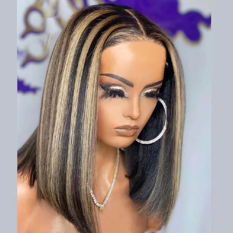 Wear Go Glueless Bob Lace Wig Highlight straight 4x4 5x5 Pre Cut 1B27 Human Hair HD Lace Wigs