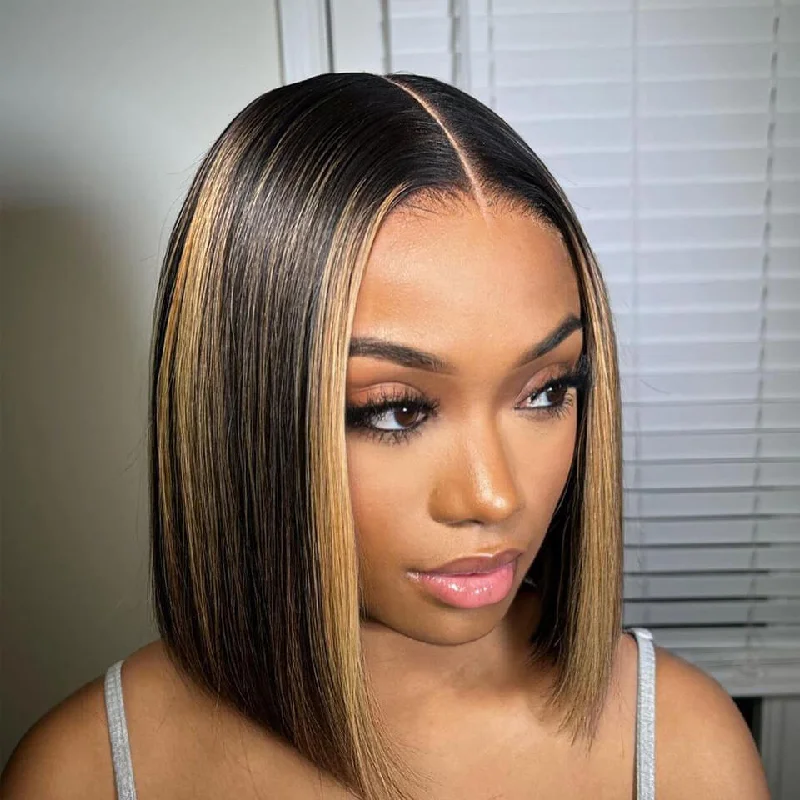 Wear Go Glueless Bob Lace Wig Highlight straight 4x4 5x5 Pre Cut 1B27 Human Hair HD Lace Wigs