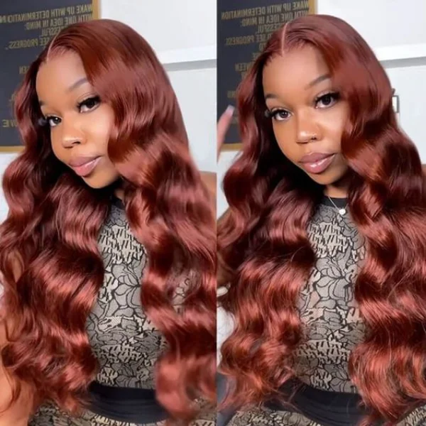 Pre-cut Lace Wig Body Wave Hair Reddish Brown Color Wear Go Glueless Wig 4x6 HD Lace Wig Preplucked with Natural Hairline