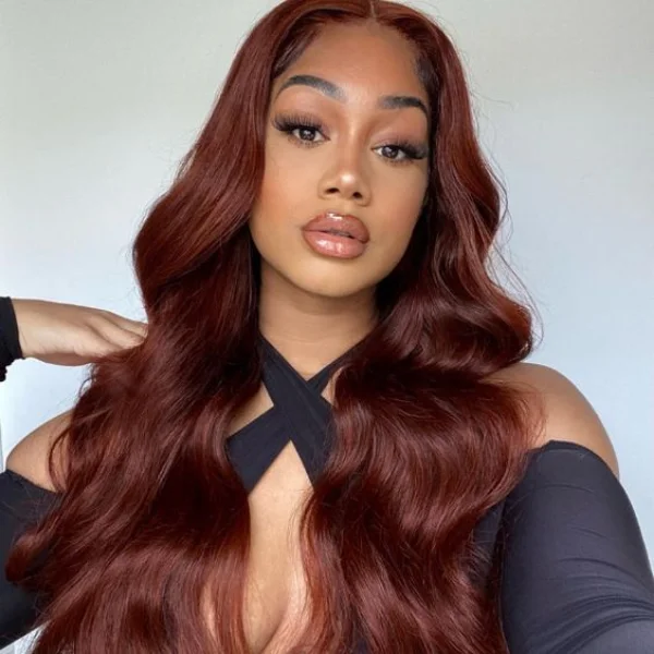 Pre-cut Lace Wig Body Wave Hair Reddish Brown Color Wear Go Glueless Wig 4x6 HD Lace Wig Preplucked with Natural Hairline