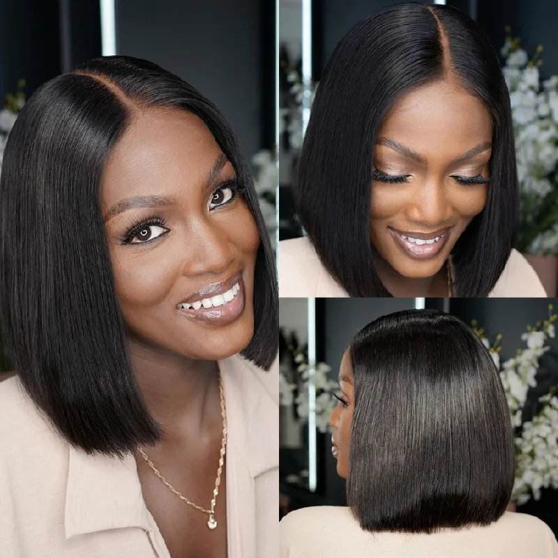 WOWANGEL 2X6 HD Lace Closure Wig Wear & Go Glueless Kim K Straight Bob