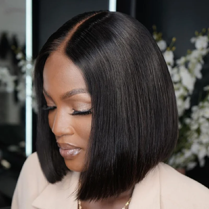 WOWANGEL 2X6 HD Lace Closure Wig Wear & Go Glueless Kim K Straight Bob