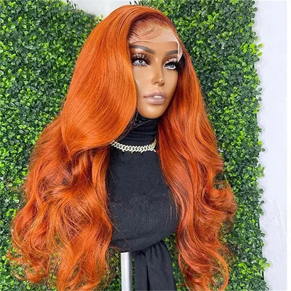 Ginger Color 13x4 13x6 Lace Wigs Body Wave 180% 250% Density Lace Front Wigs Ashimary Virgin Hair