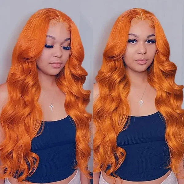 Ginger Color 13x4 13x6 Lace Wigs Body Wave 180% 250% Density Lace Front Wigs Ashimary Virgin Hair