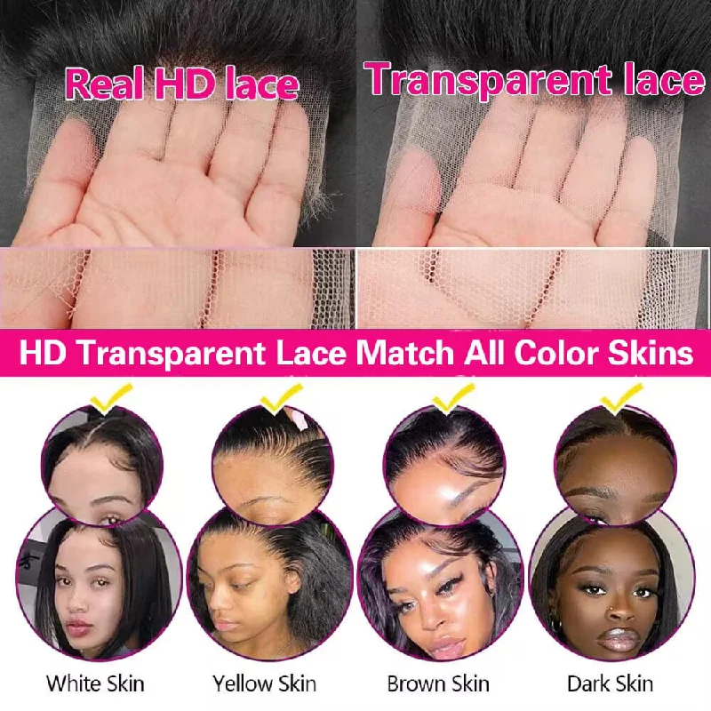 Sterly Hair HD Transparent Lace 13×4 Deep Wave Frontal Human Hair Wigs