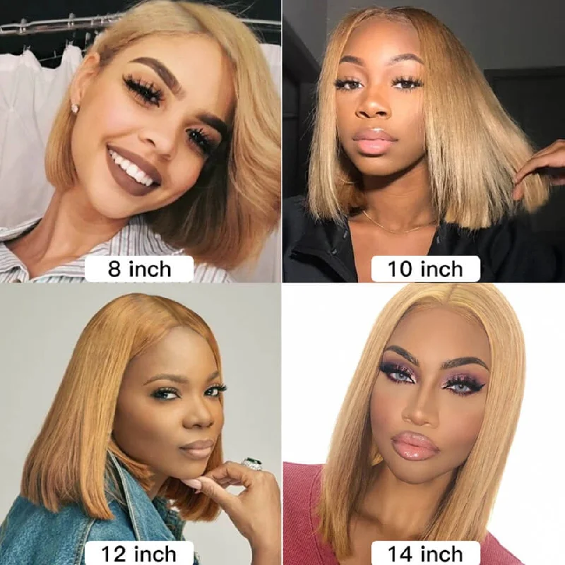 #27 Color Short Bob Lace Wig Straight Human Hair Wigs