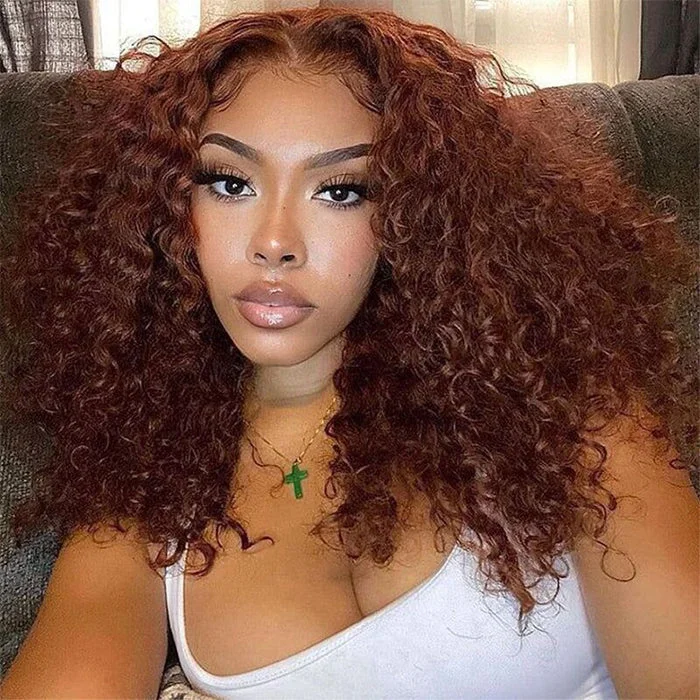 #33 Dark Auburn Color Short Red Brown Bob Wig 13x4/4x4 Bob Lace Frontal Wigs