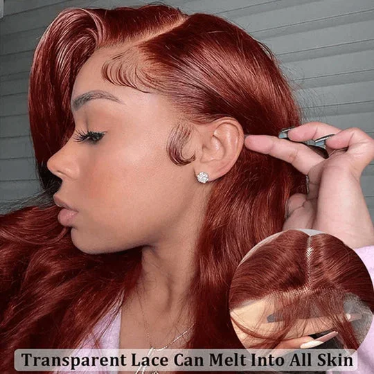 #33 Dark Auburn Color Short Red Brown Bob Wig 13x4/4x4 Bob Lace Frontal Wigs