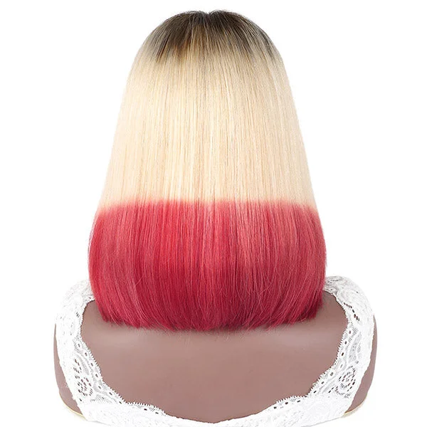 613 Blonde Hair Wigs 150% Density Short Bob Lace Wigs Ombre Colored Lace Wigs (Pink Purple Blue)