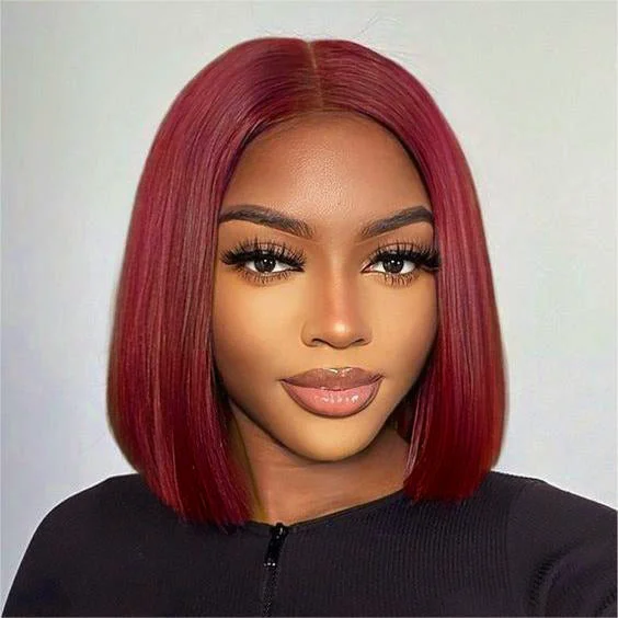 Burgundy Bob Wig Straight Wigs Wig 4x4/13x4/13x6 Lace Wig Human Hair Wig