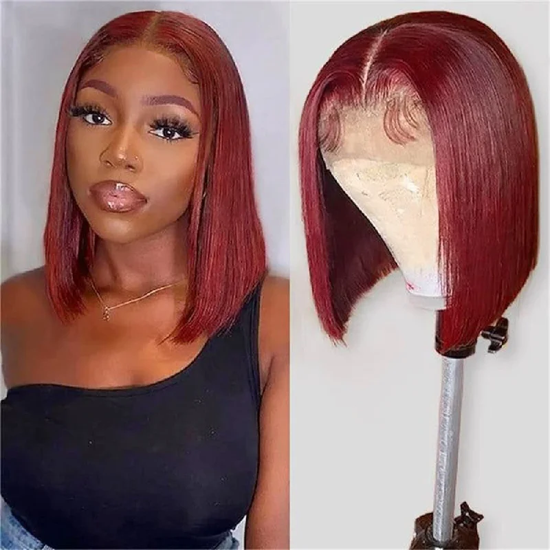 Burgundy Bob Wig Straight Wigs Wig 4x4/13x4/13x6 Lace Wig Human Hair Wig