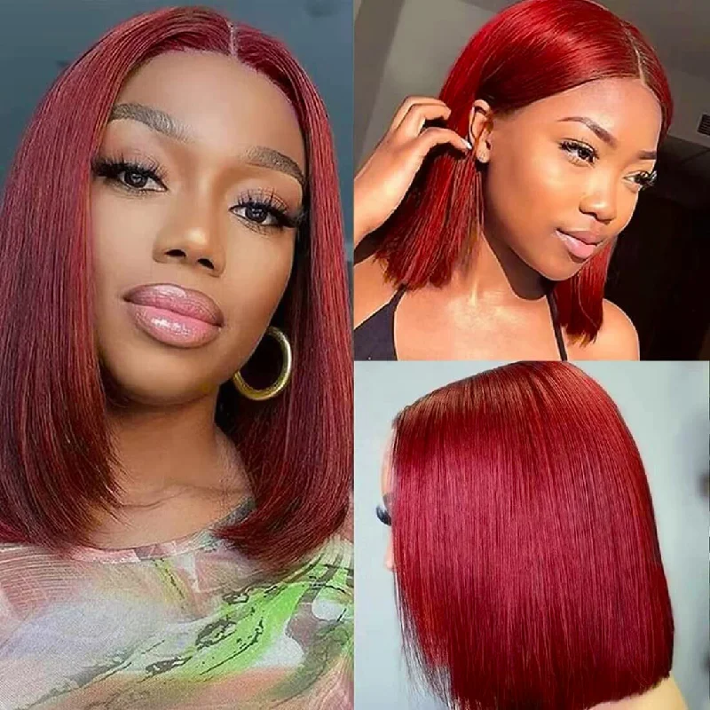 Burgundy Bob Wig Straight Wigs Wig 4x4/13x4/13x6 Lace Wig Human Hair Wig