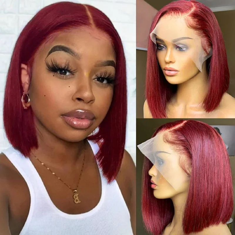 Burgundy Bob Wig Straight Wigs Wig 4x4/13x4/13x6 Lace Wig Human Hair Wig