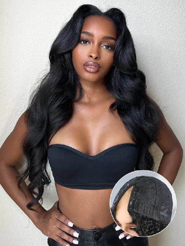 CurlyMe Body Wave Human Hair V Part Wig Glueless No Lace Same as Thin Part Wig