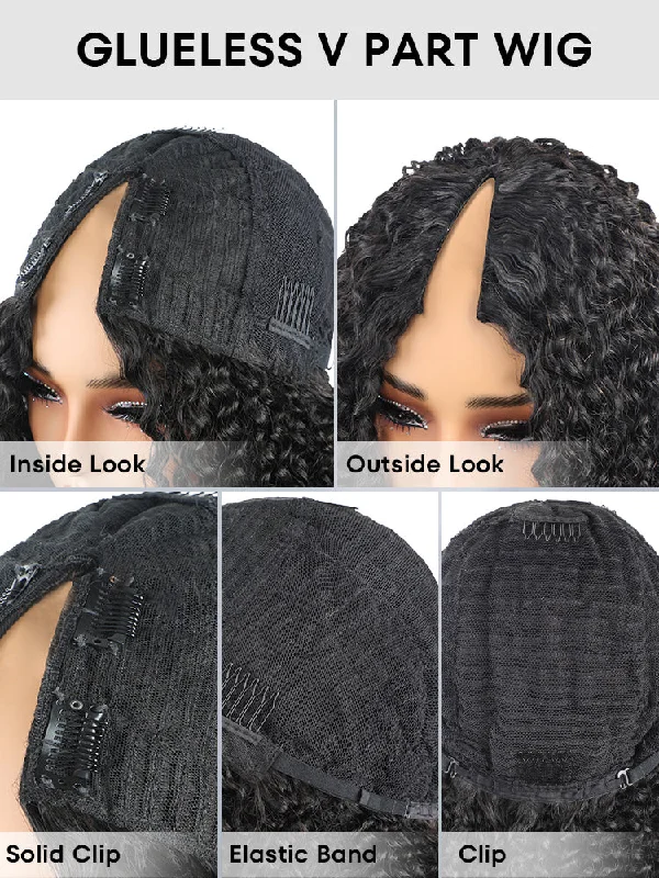 CurlyMe Body Wave Human Hair V Part Wig Glueless No Lace Same as Thin Part Wig