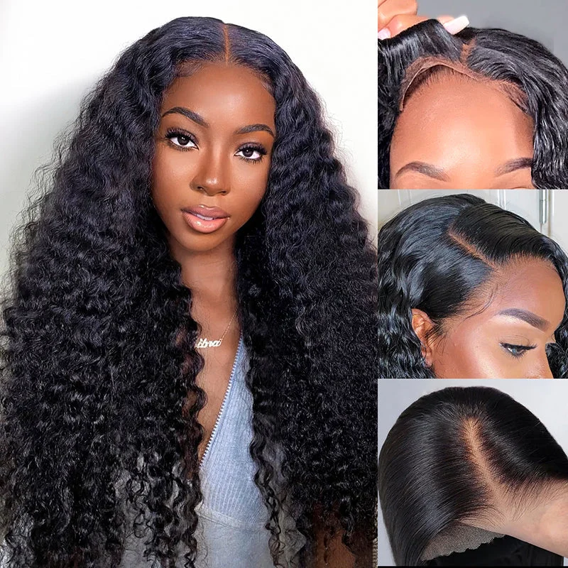 Air Wig|Upgrade 13x4 Pre Cut Lace Wear Go Glueless Deep Wave Wig with Pre Bleached Knots & Plucked Hairline