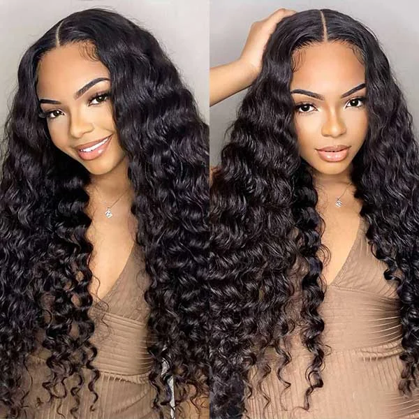 Air Wig|Upgrade 13x4 Pre Cut Lace Wear Go Glueless Deep Wave Wig with Pre Bleached Knots & Plucked Hairline