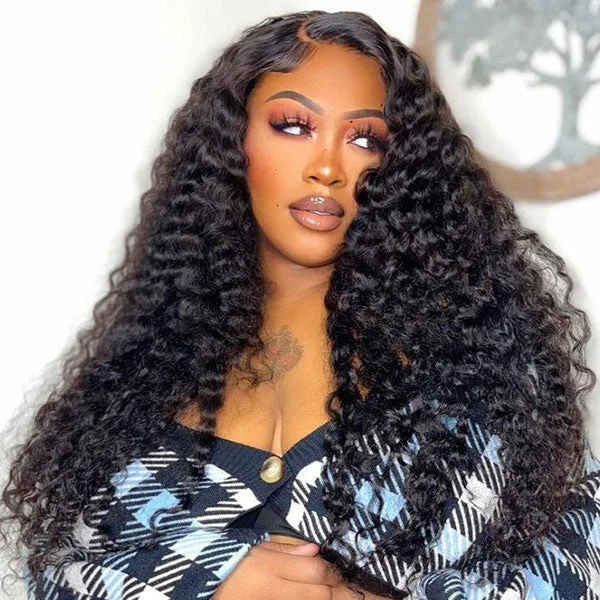 Air Wig|Upgrade 13x4 Pre Cut Lace Wear Go Glueless Deep Wave Wig with Pre Bleached Knots & Plucked Hairline