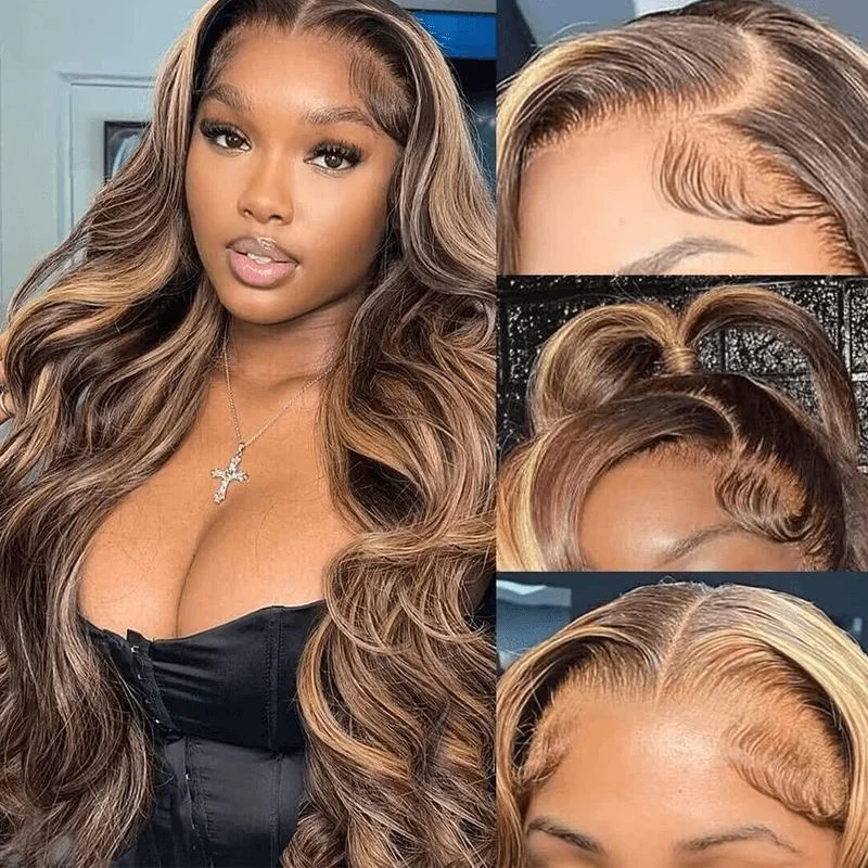 Ali Grace 13x4 Lace Front Body Wave Wigs HighLight Brown Color