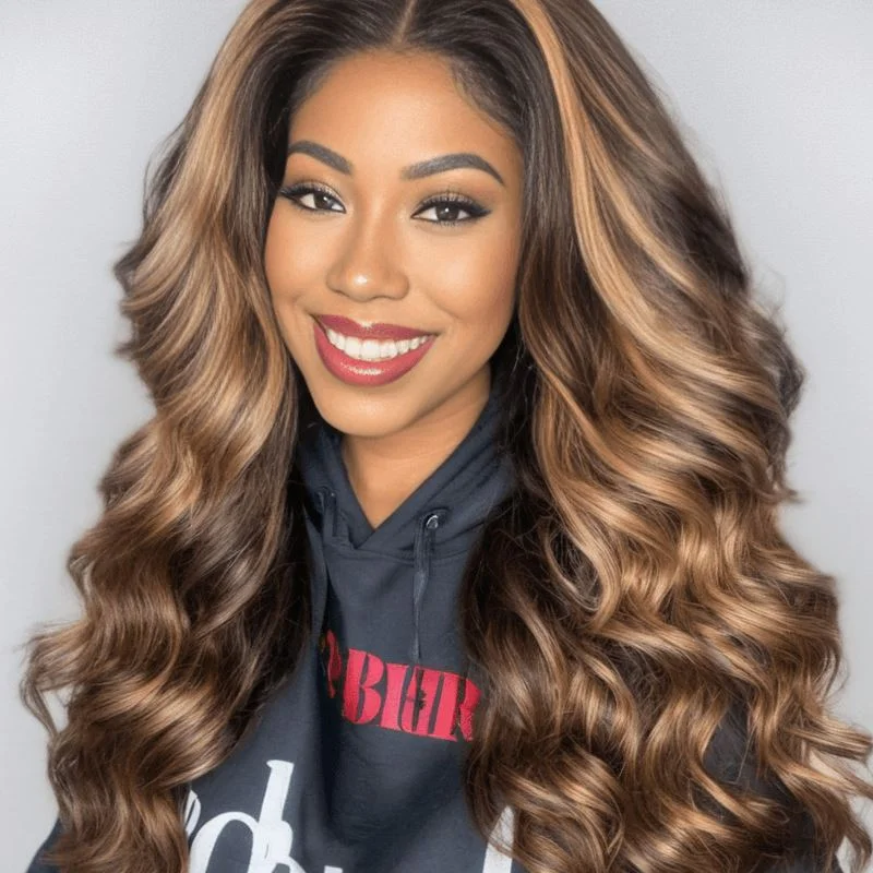 Ali Grace 13x4 Lace Front Body Wave Wigs HighLight Brown Color