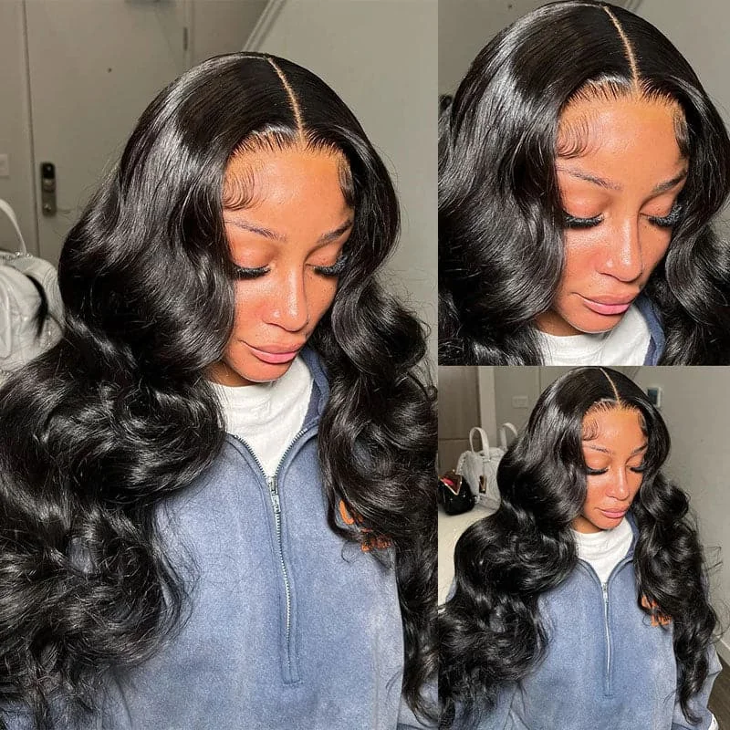 Body Wave 4x4 Closure Wig Pre Plucked Human Hair Wigs With Baby Hair