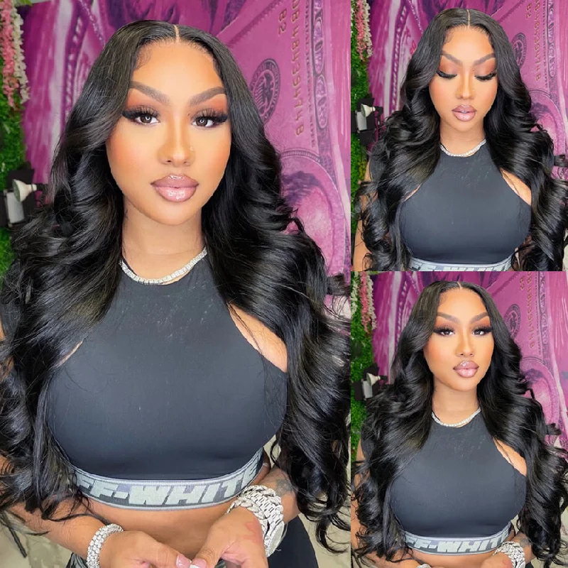 Body Wave Lace Part Human Hair Wig Preplucked 150% Density Middle Part Frontal Wigs - Amanda Hair