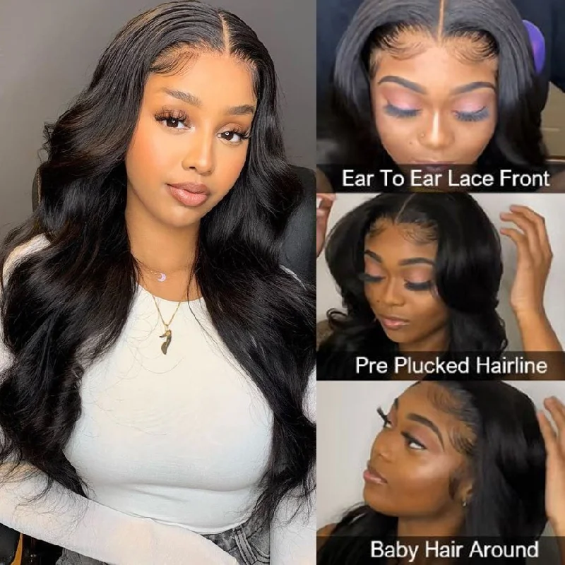 Body Wave Lace Part Human Hair Wig Preplucked 150% Density Middle Part Frontal Wigs - Amanda Hair