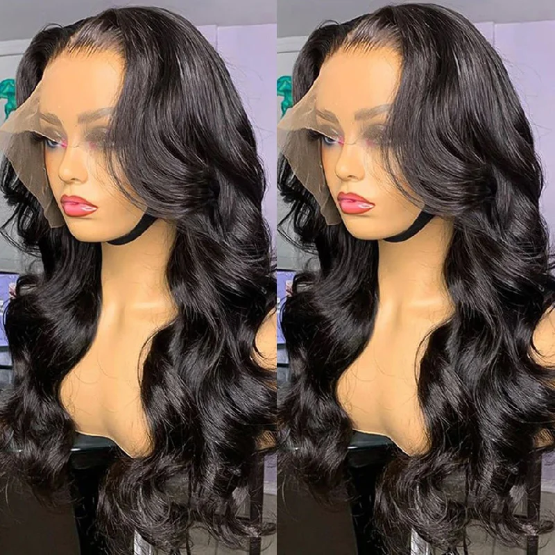 Body Wave Lace Part Human Hair Wig Preplucked 150% Density Middle Part Frontal Wigs - Amanda Hair