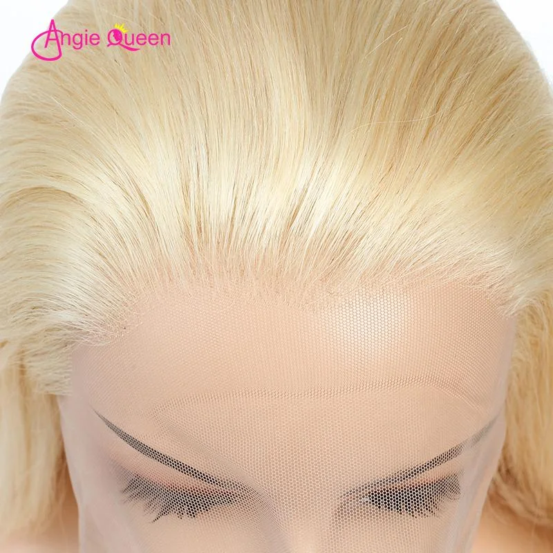 Angie Queen Short Bob Lace Front Wigs Straight 613 Blonde Brazilian Human Hair Wigs