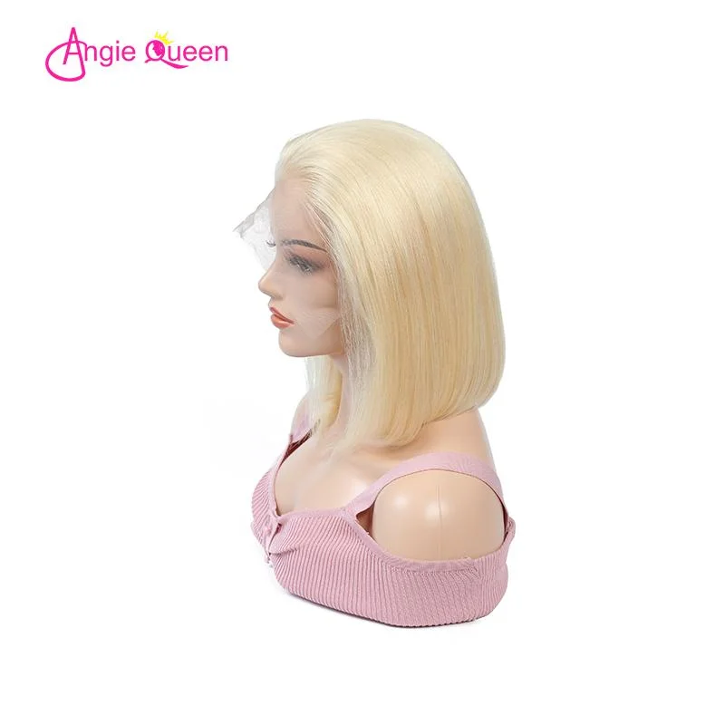 Angie Queen Short Bob Lace Front Wigs Straight 613 Blonde Brazilian Human Hair Wigs