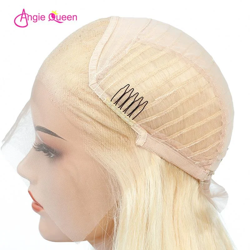 Angie Queen Short Bob Lace Front Wigs Straight 613 Blonde Brazilian Human Hair Wigs