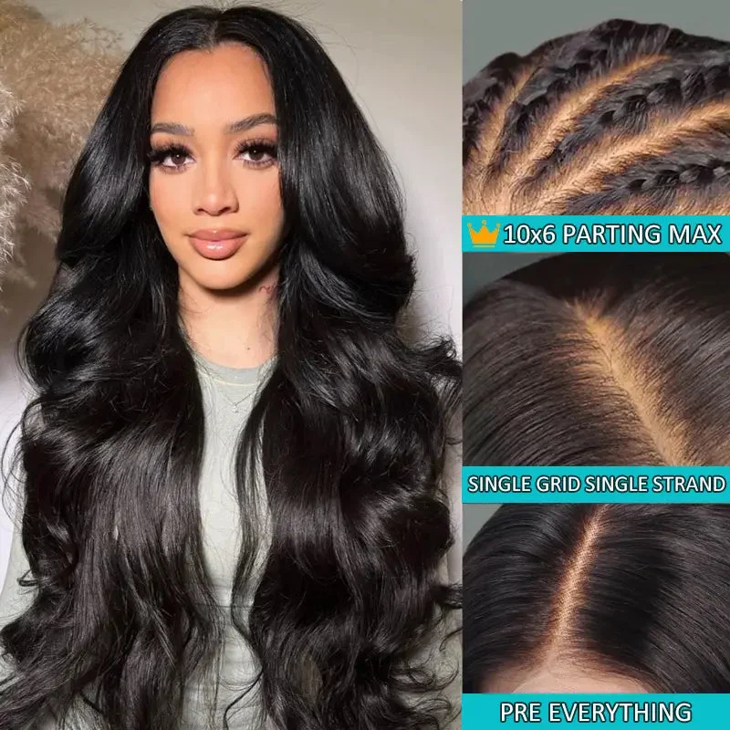 Ashimary 10x6 Parting Max Glueless Bye Bye Knots Wig Body Wave Pre Cut Lace Wigs