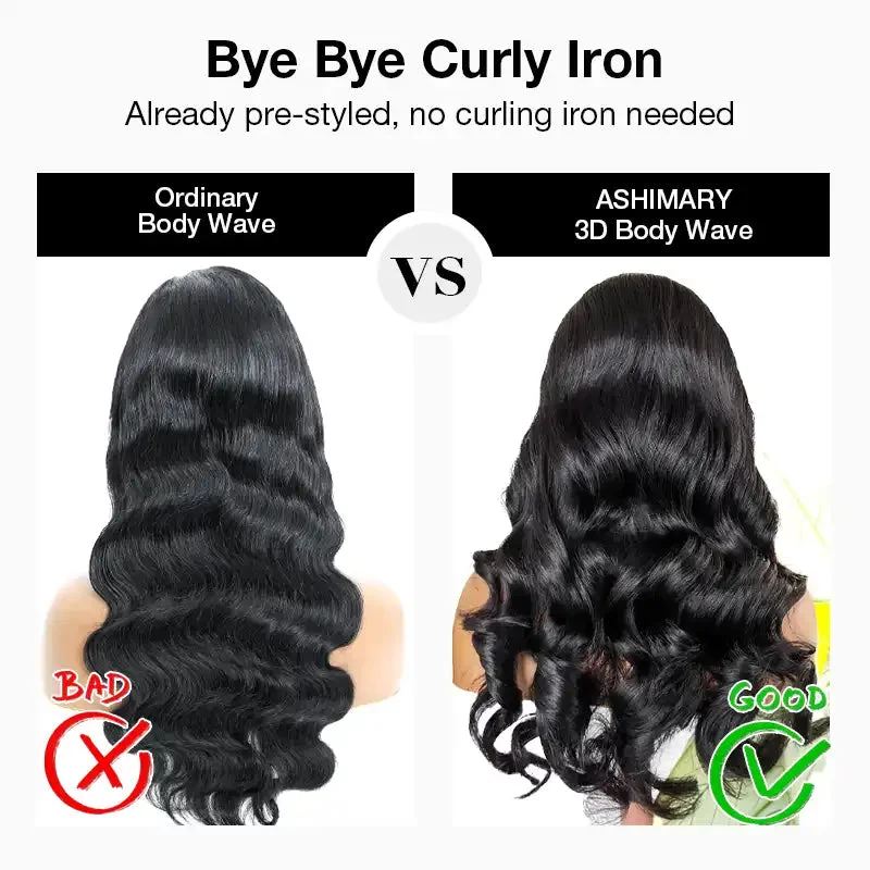 Ashimary 10x6 Parting Max Glueless Bye Bye Knots Wig Body Wave Pre Cut Lace Wigs