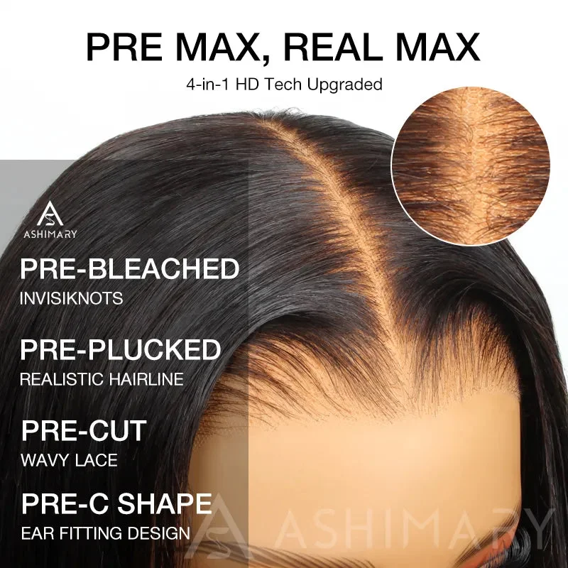 Ashimary 10x6 Parting Max Glueless Bye Bye Knots Wig Body Wave Pre Cut Lace Wigs