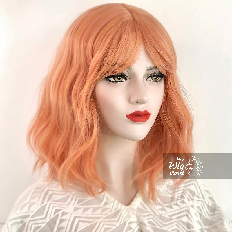 Ashy Red Wavy Wig with Bangs | Cadie