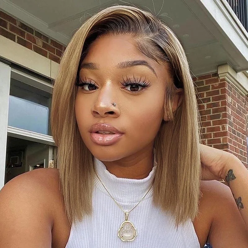 BEEOS SKINLIKE Real HD Lace Front Bob Wig Ombre Ash Blonde Straight BL052 | Ship From Amazon