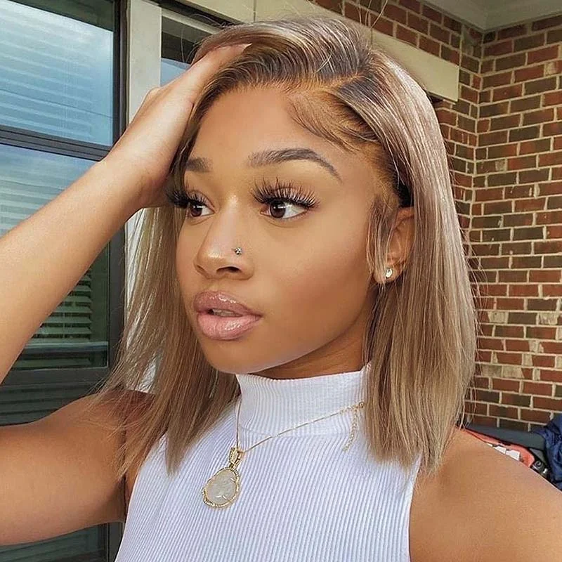 BEEOS SKINLIKE Real HD Lace Front Bob Wig Ombre Ash Blonde Straight BL052 | Ship From Amazon