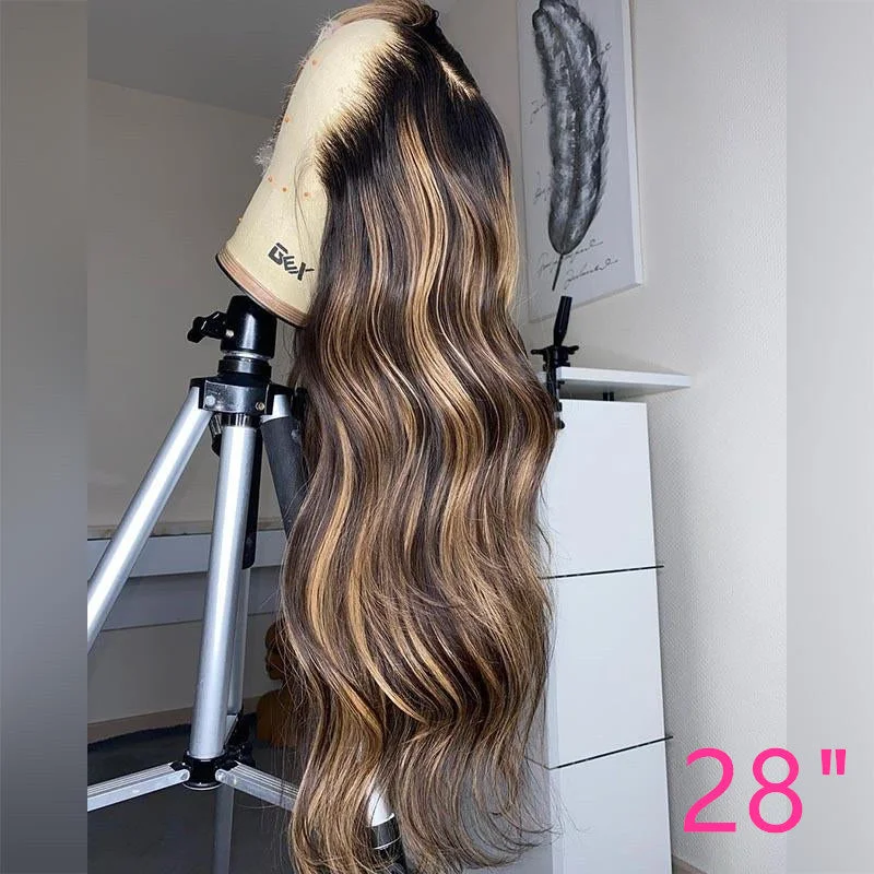 Beeos 13x6 SKINLIKE Real HD Lace Full Frontal Wig Ombre Balayage Highlight Body Wave BL046