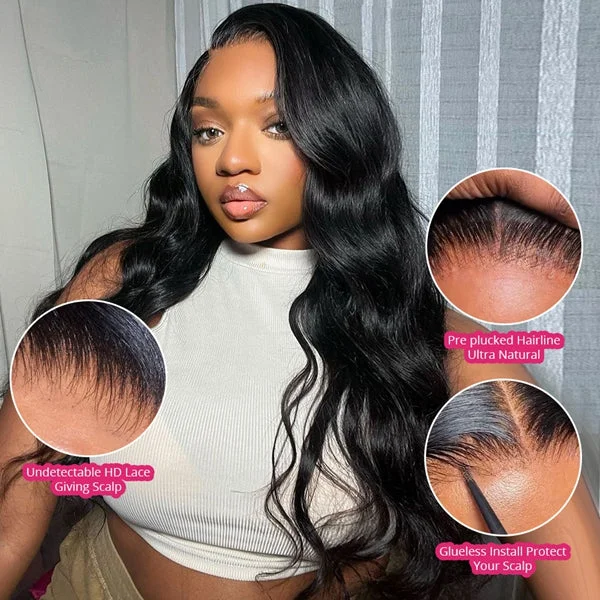 Flash Sale 30 32 Inch Long Wear Go Glueless 13x4 HD Transparent Lace Front Wigs Pre Plucked Knots Bleached Body Wave Human Hair Wigs