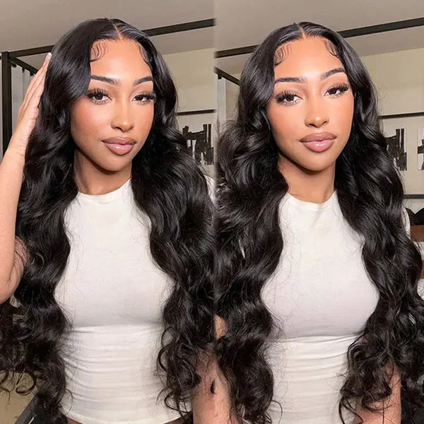 Flash Sale 30 32 Inch Long Wear Go Glueless 13x4 HD Transparent Lace Front Wigs Pre Plucked Knots Bleached Body Wave Human Hair Wigs