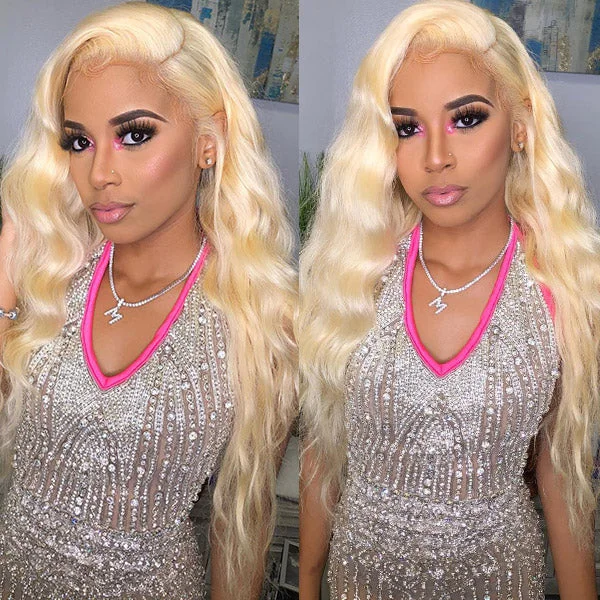 Full Lace Wig 613 Body Wave Human Hair Blonde Lace Front Wigs